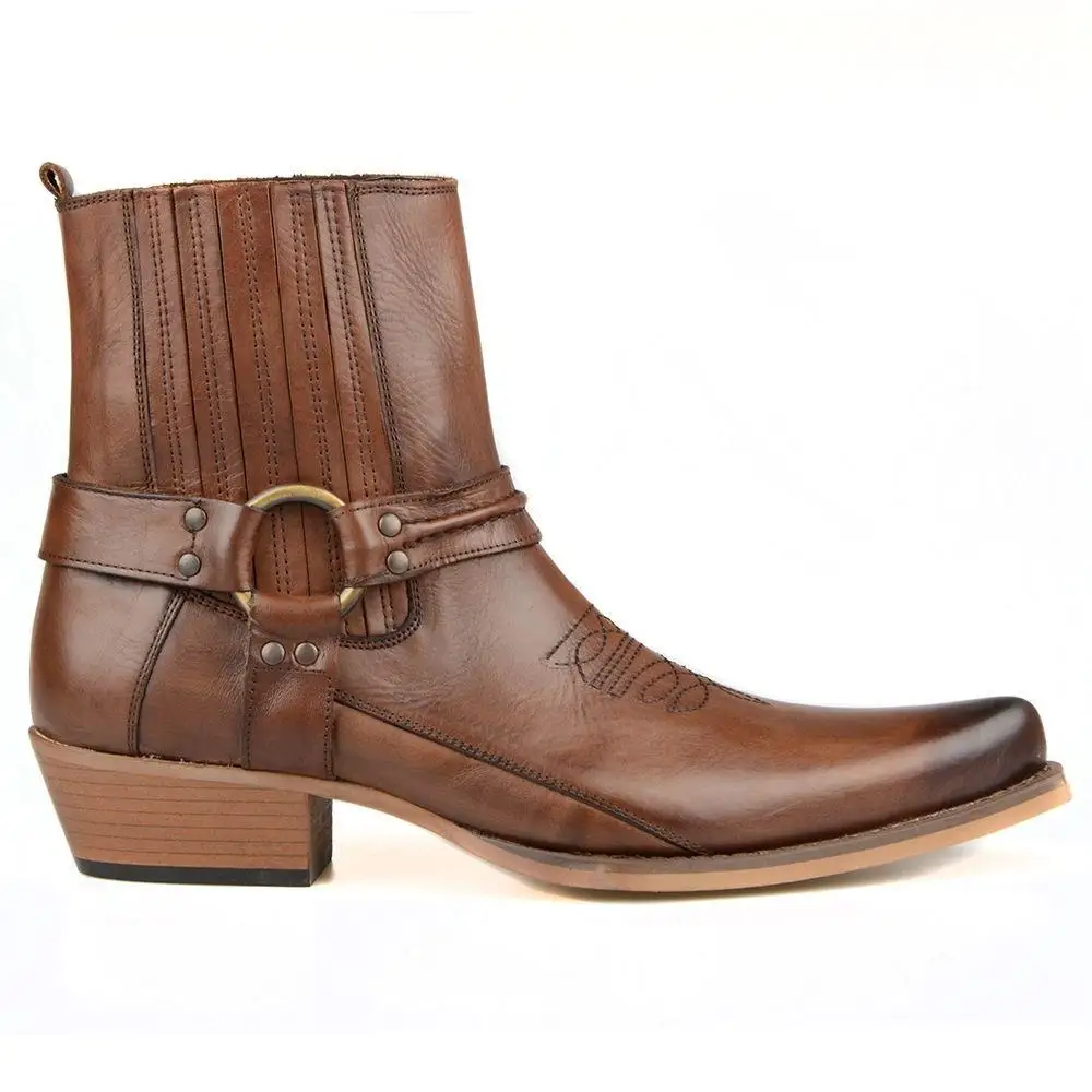 FootCourt с острым носком ботинки на среднем каблуке западного стиля ремешок пряжкой