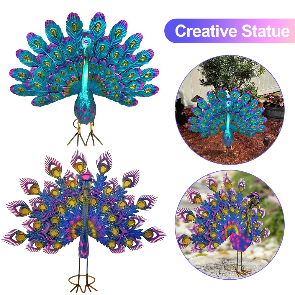 

Iron Peacock Creative Statue Garden Supplies Art Sculptures Craft Handicraft Waterproof Perfect Gifts for Outdoor Indoor Yard