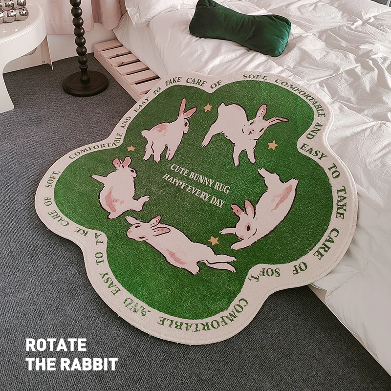 

Turning Circle Rabbit Art Cute Large Area Living Room Carpet Comfortable Soft Bedroom Rug Irregular Modern Home Decoration ковер
