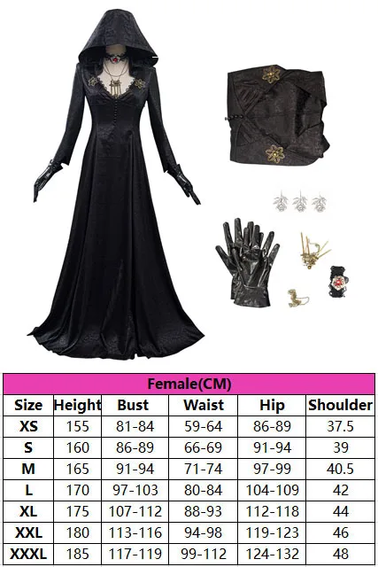 RE4 злой ремейк деревня моль Леди Косплей черное платье вампир Женщины костюм для