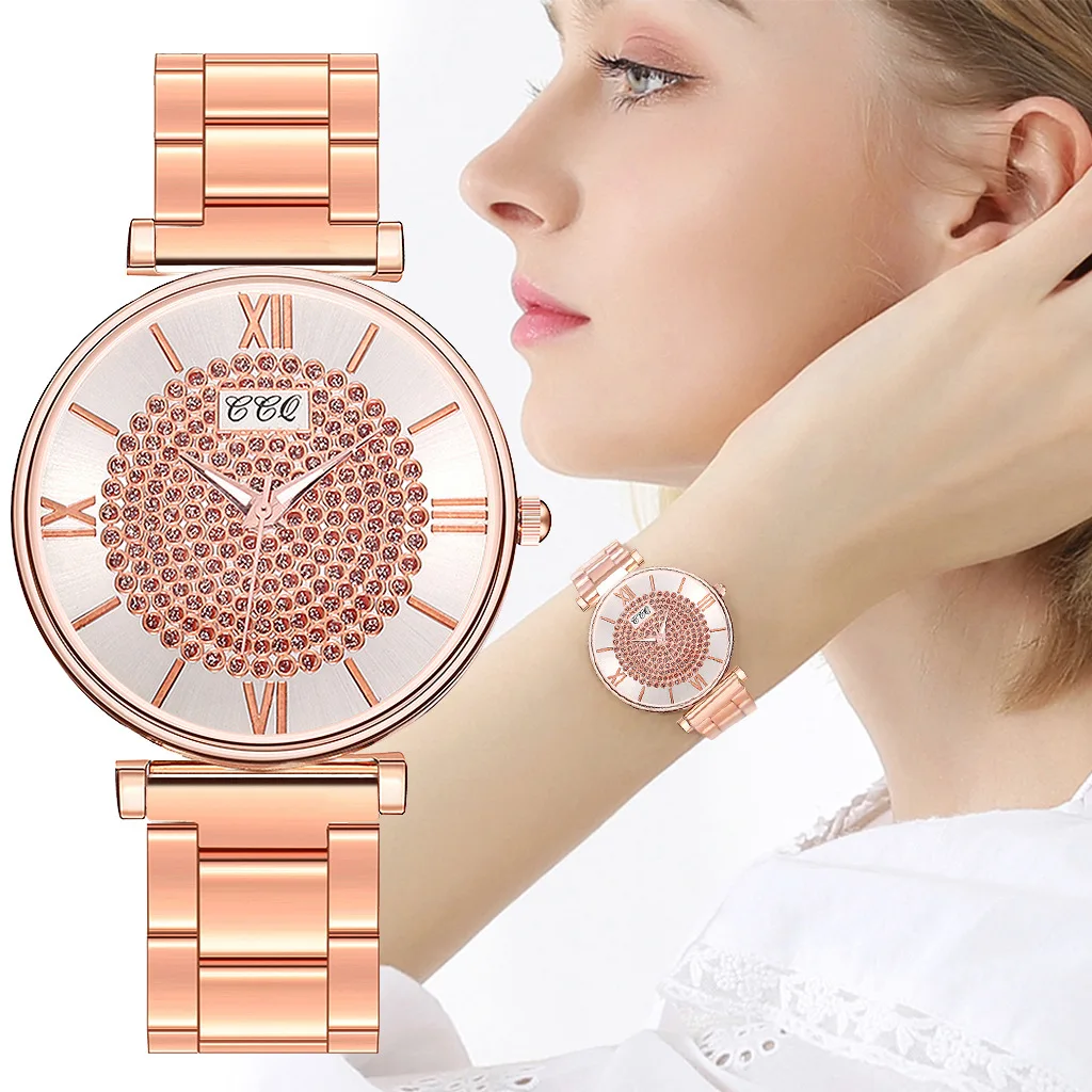 

Luxury Famous Brand Women Wrist Watch Female Business Purple Stainless Steel Starry Roman Digital Wristwatch Ladies Quartz Watch
