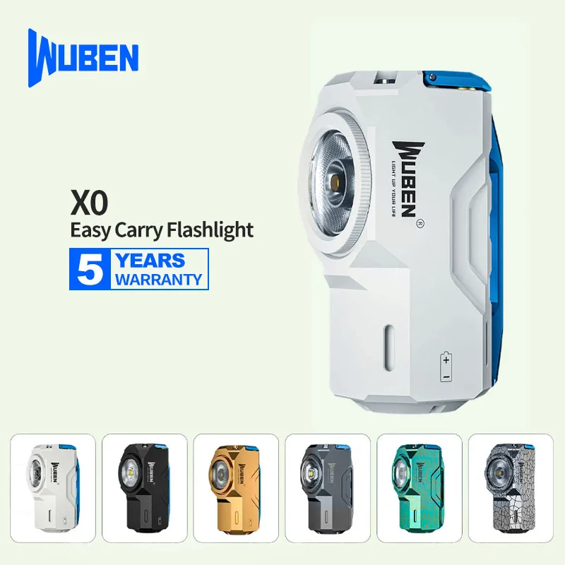 Wuben X0 Easy Carry Flashlight/Pocket Light with Magnetic Tail, Lightweight & Small, Built in 18350 Rechargeable Battery, 1100LM