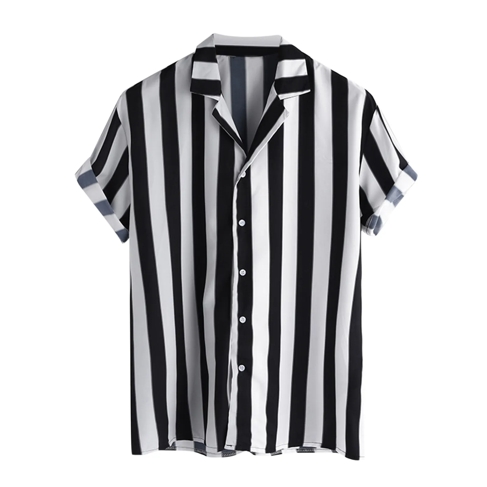 Рубашка мужская с коротким рукавом Повседневная рубашка в полоску воротником