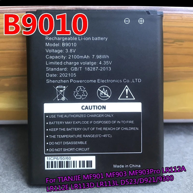 

2100mAh B9010 N710 ES-M5 for TIANJIE MF901 MF903 MF903Pro LR112A LR112E LR113D LR113L Digma DMW1969 4G LTE WIFI Router Battery