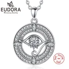 EUDORA, серебро 925 пробы, белый кристалл, кулон в виде сглаза, турецкое колье, модное серебряное ожерелье, Женская Повседневная цепочка для женщин