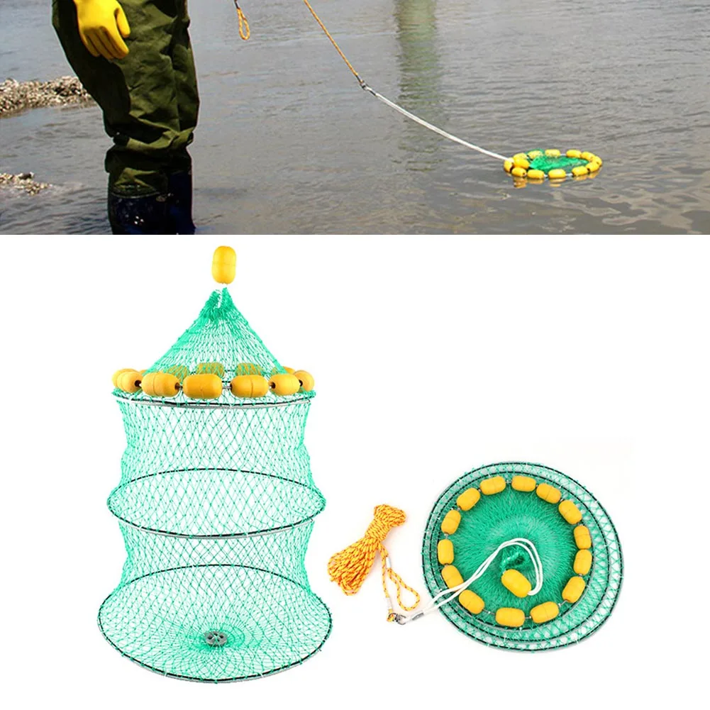 

Portable Folding Multiple Floating Ball Fishing Net Crab Catching Trap Double-layer Fish Ring Buoyancy Fish Nets 45x65cm Pesca