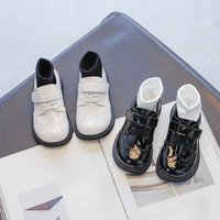 children britain style black school shoes 2022 spring new boys black soft kids fashion hook loop performance loafers for girls