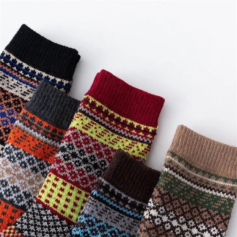 2021 New Style Wool Socks for Women Autumn WinterWarmer Ethnic Style Cashmere Thermal Thicken Women Casual Socks