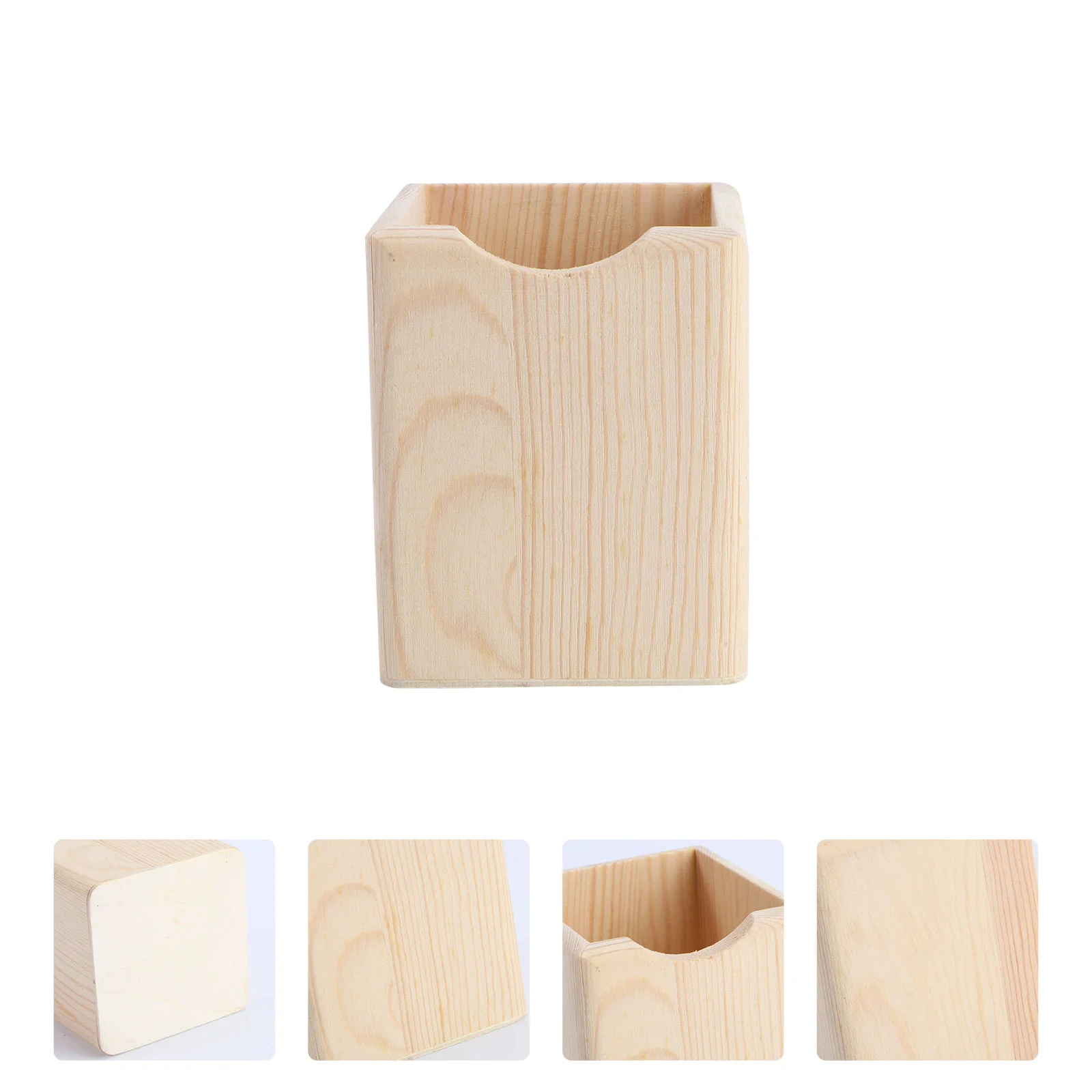 

Wooden Pencil Holder Container Desk Pen Cup Brush Stationery Storage Box Office Organizer