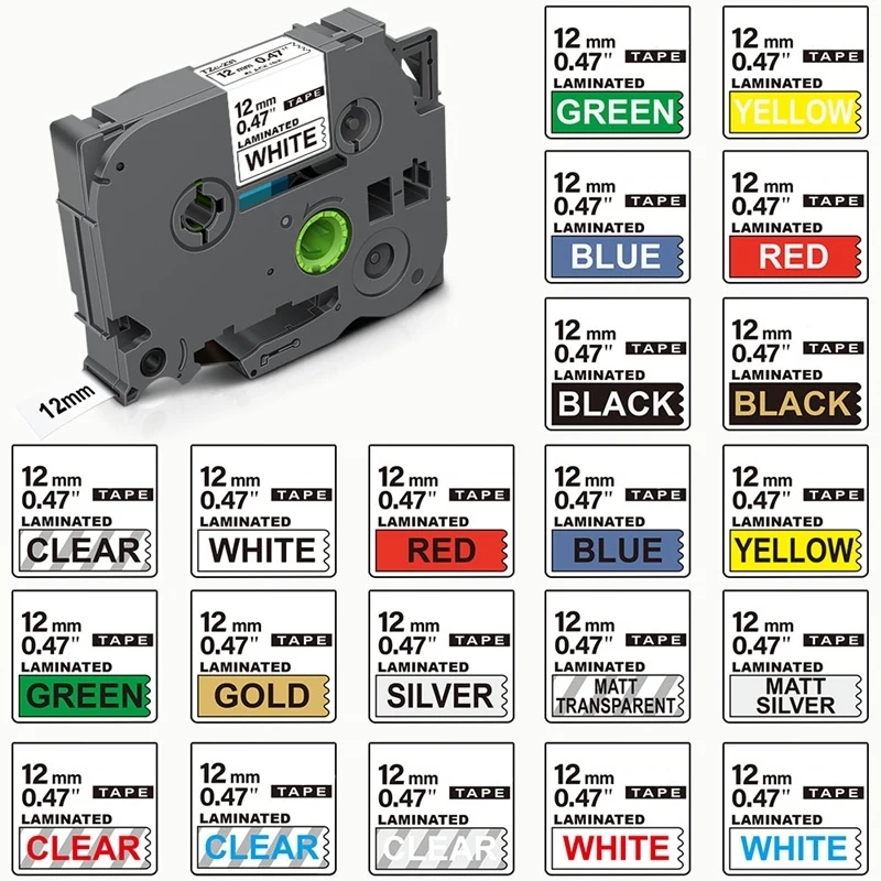 

Multicolor 12mmx8m Compatible TZe-231 TZ231 tze-335 tze131 tz-631 Labeling Laminated Tape FOR PT-H110 PT-210D Label Maker