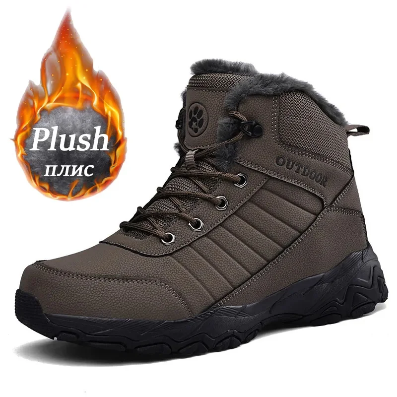 

Men's Shoes Winter Anti Slip Snow Boots Outdoor Plush Hiking Shoes High Quality Waterproof Boots Casual Shoes For Men Size 39-48