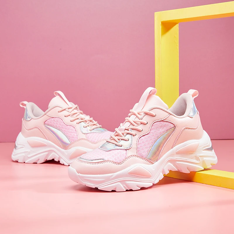 Women's Platform Sneakers Fashion Couples Shock Absorption Casual Vulcanized Shoes Ladies Lightweight Walking Footwear Non-Slip