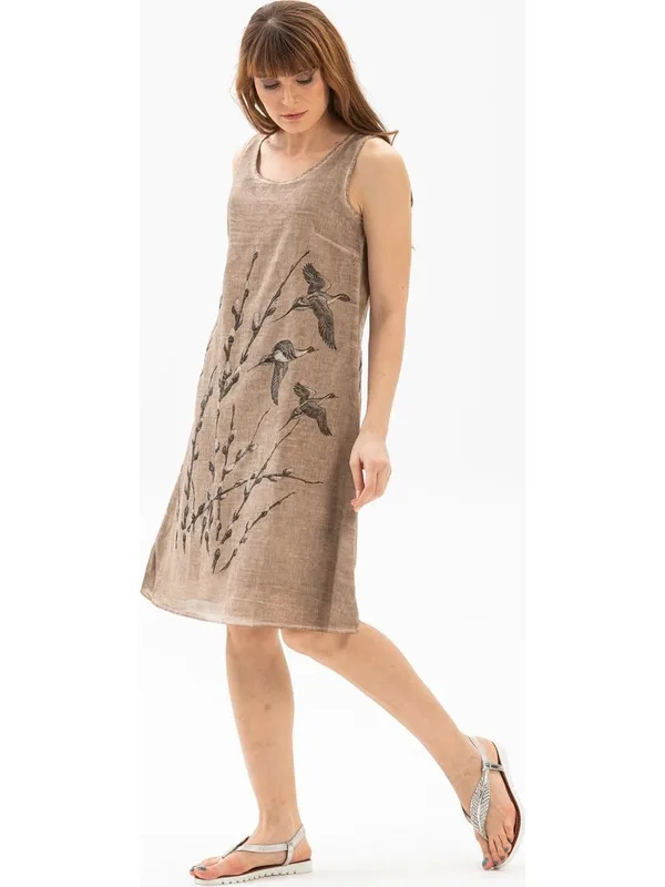 

Seedlings Sile Cloth Coffee On the Dress Women Summer Dress Casual Long Prom Midi Maxi