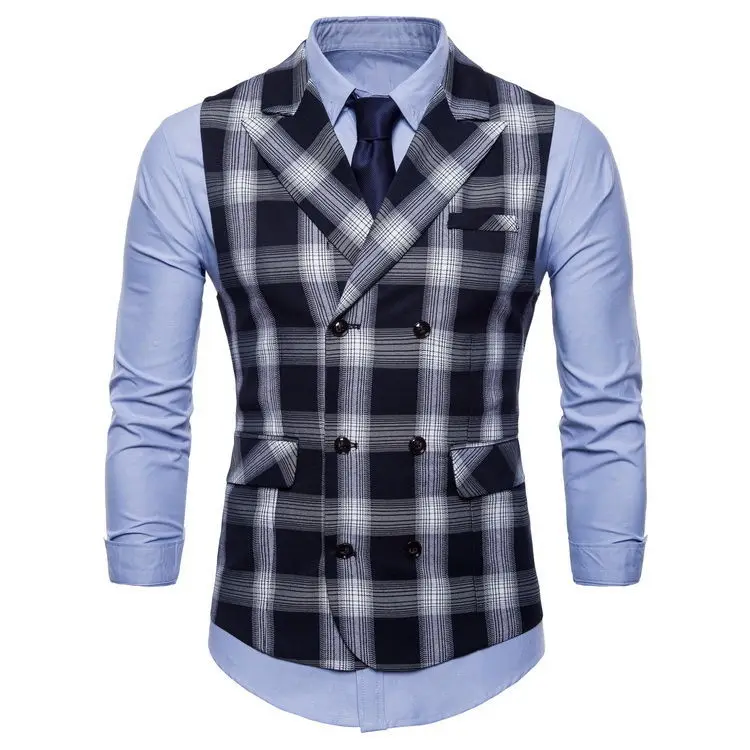 

Men Waistcoat Plaid Suit Vest Male Single-breasted Vests for Herringbone Slim Fit for Fits Gilet Casual Sleeveless Business E31