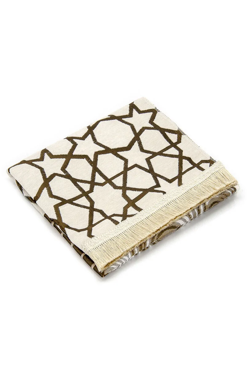 IQRAH Ultra Luxury Pendant Lamp Kaaba Cover Multimodal Cream Chenille Prayer Mat 12