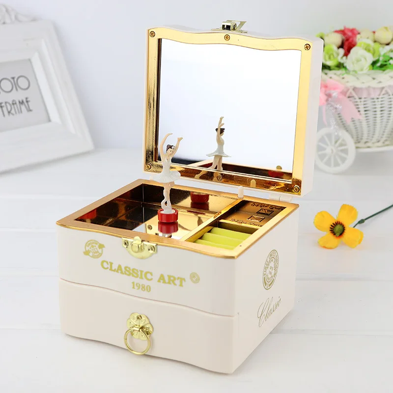 Music Jewelry Storage Box Ring Necklace Ballet Girl Princess Jewelry Box Organizer Children's Birthday Gift