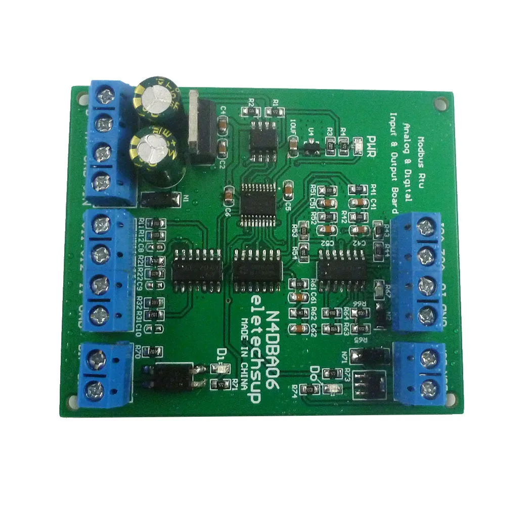 

N4DBA06 DC12V 8-канальный Аналоговый Цифровой модуль ввода-вывода RS485 Modbus Rtu протокол ADC DAC аналоговый входной модуль