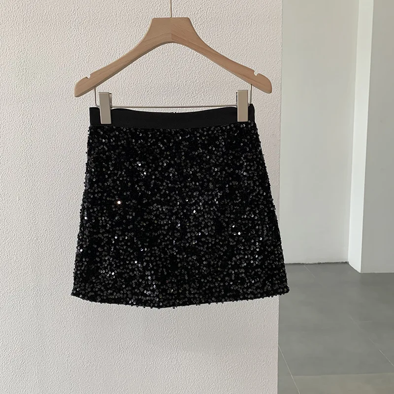 

Sexy Women's New Product Sequined High Waist A-line Skirt Bingbing Shiny Bag Hip Slim Slim Fashion Skirt