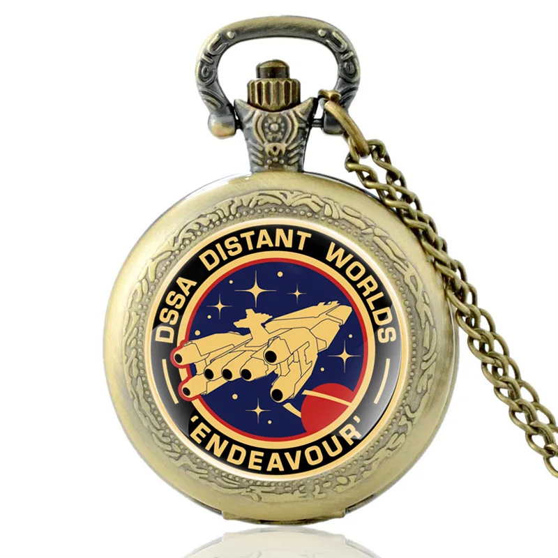 

Classic Dssa Distant Worlds Endeavour Glass Cabochon Quartz Pocket Watch Vintage Men Women Pendant Necklace Watches Gifts