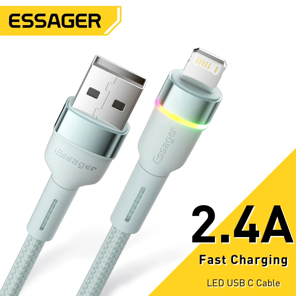 

Essager LED USB Cable For iPhone 14 Plus Pro Max 13 12 Fast Charging Origin Mobile Phone Charger Cord Data For iPad Wire