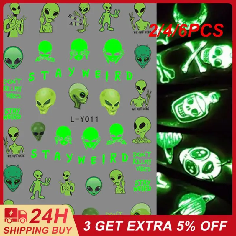 

2/4/6 шт., светящиеся наклейки для ногтей