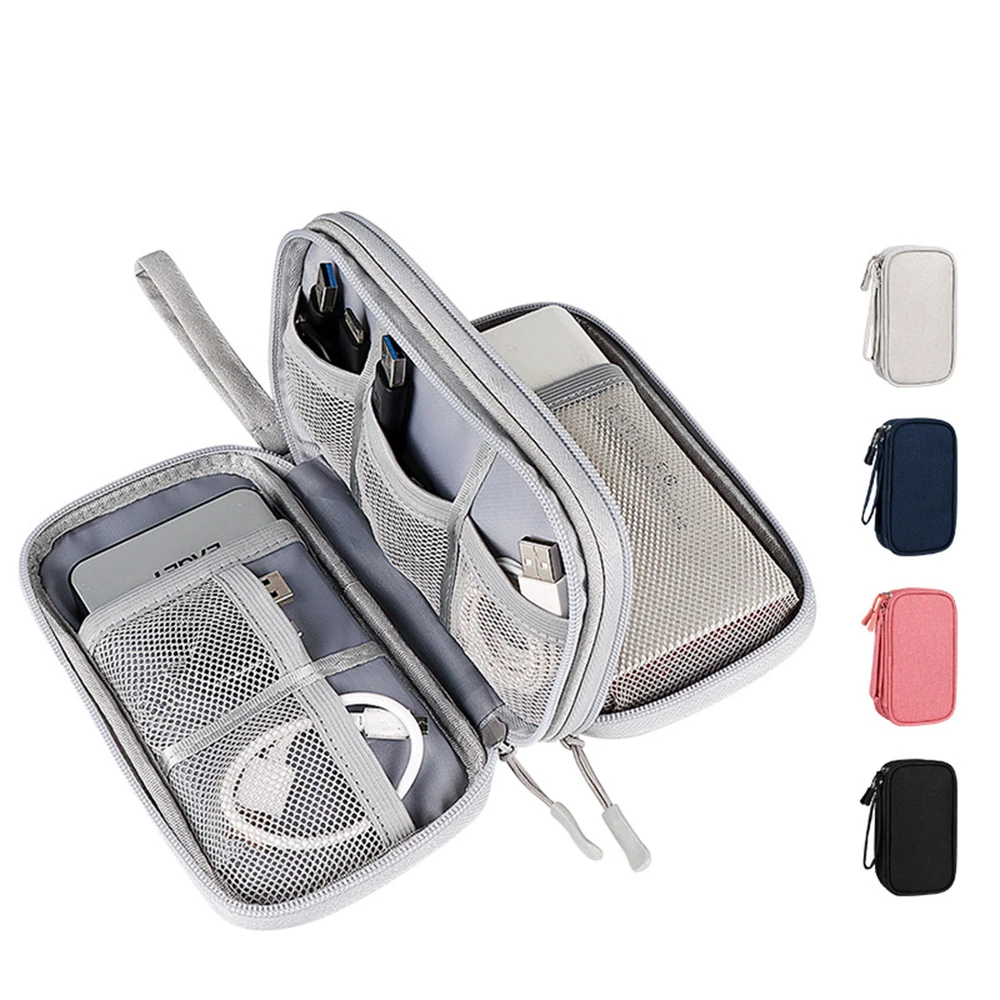 

Cable Organizer Mobile Power Headphone Electronics Accessories Bag Cable Protector Case Double Layer Multi Function Storage Bag