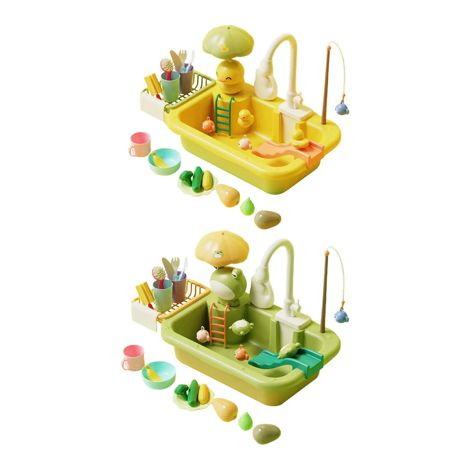 

Kitchen Sink Toys with Running Water Learning Skill Toy, Pretend Play Electric Dishwash Playing Toy for Girls Boys