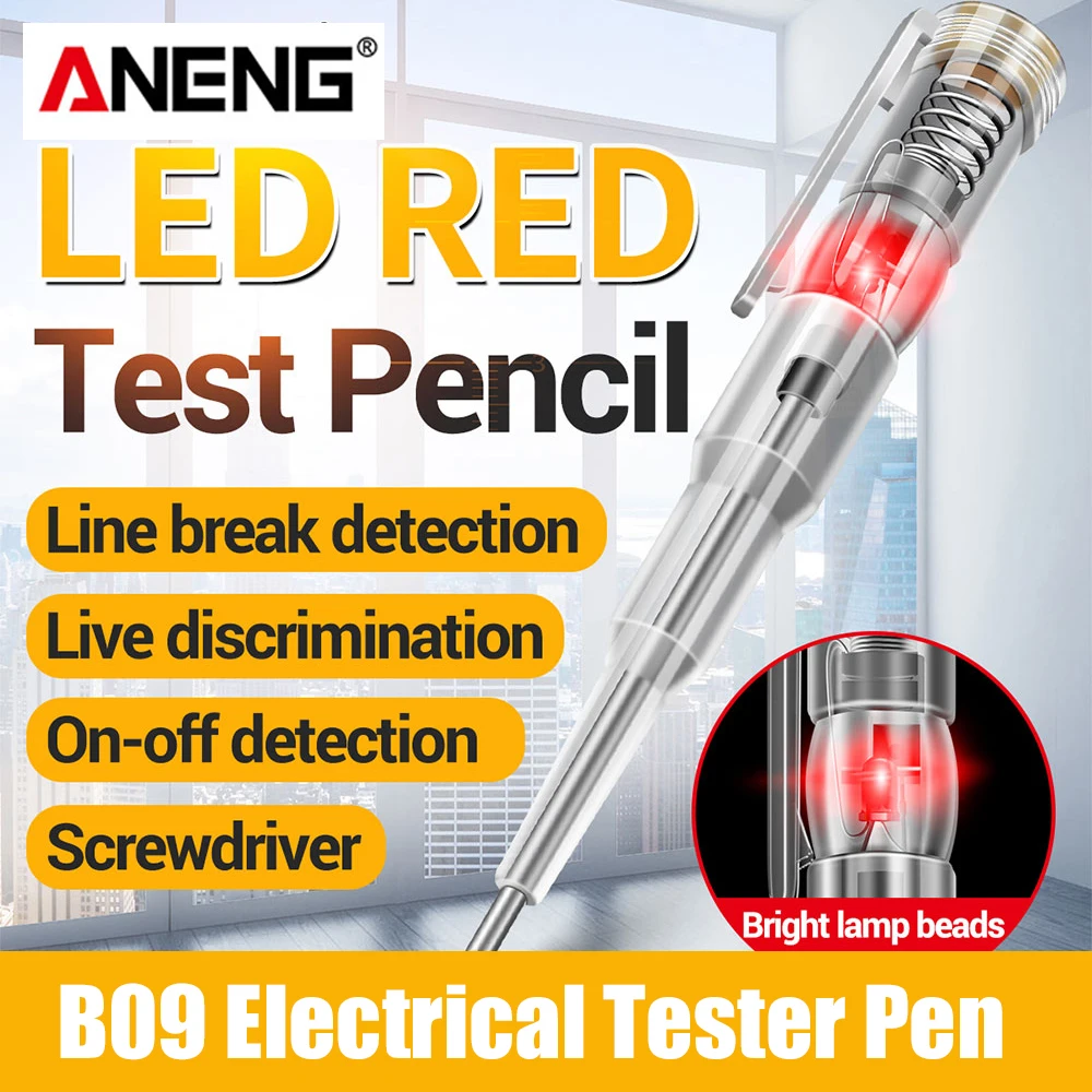 

ANENG Screwdriver Probe Light Voltage Tester Detector B09 Electrical Tester Pen 70-250V Test Pen Pencil With LED Indicator Light