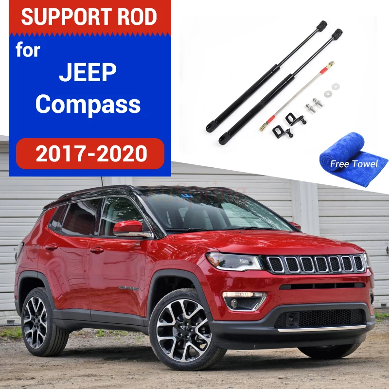 Car Front Hood Hydraulic Rod Lift Gas Spring Shock Strut Bars Bracket Styling For Jeep Compass 2017 2018 2019 2020 2021 2022