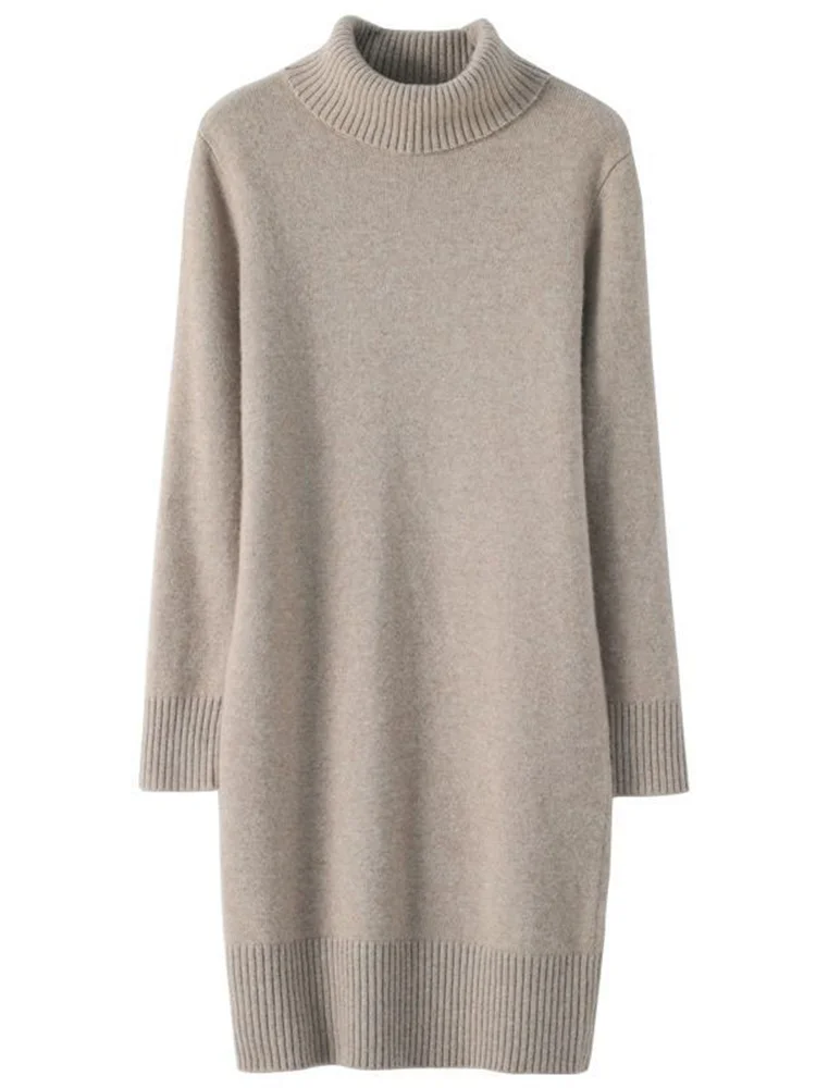 

Женское зимнее платье-свитер, новинка 2023, Модные свободные плотные вязаные платья с длинным рукавом