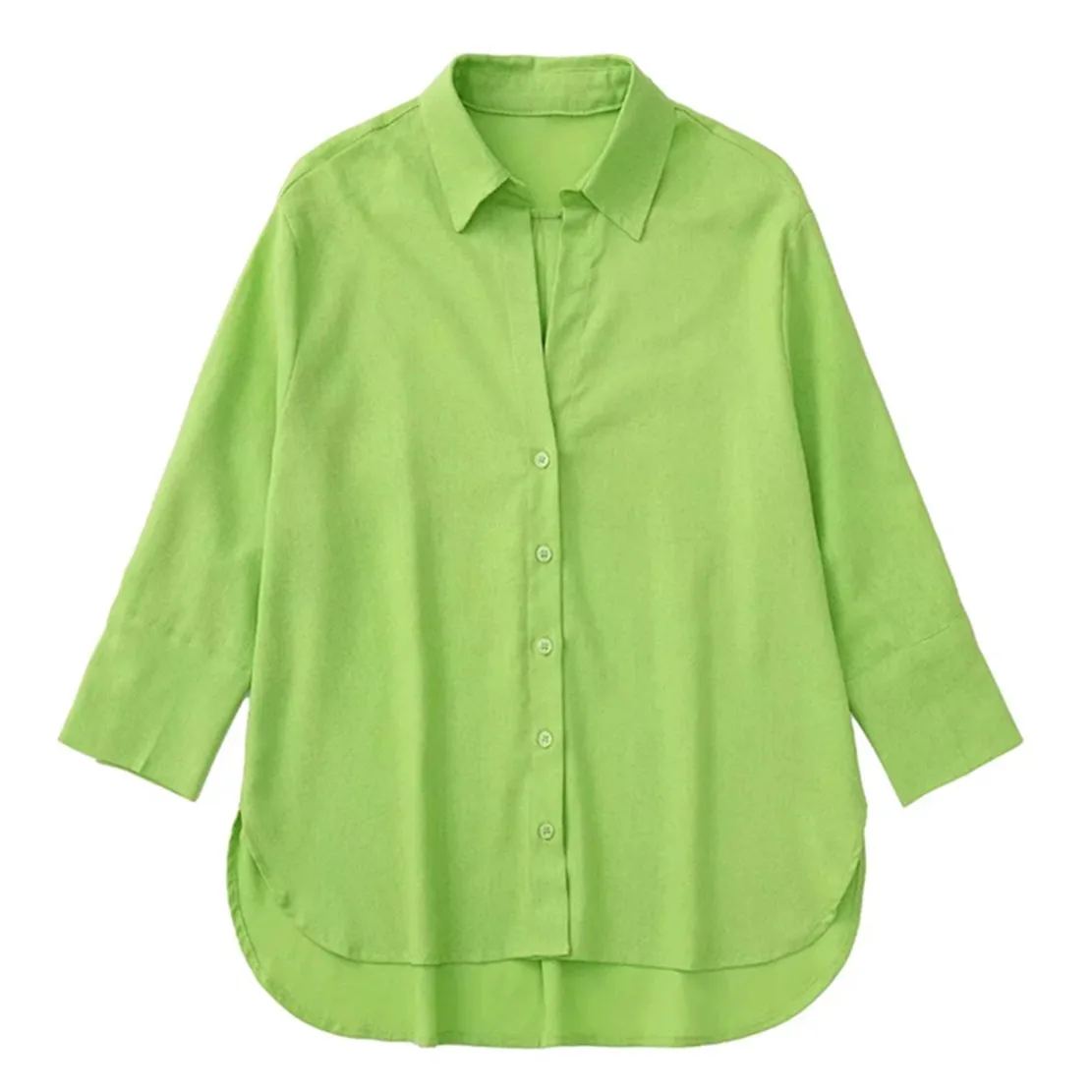 

Женская льняная рубашка Maxdutti 2022 в английском стиле, простая модная, травяная, зеленая, Свободная Повседневная летняя блузка, женские топы