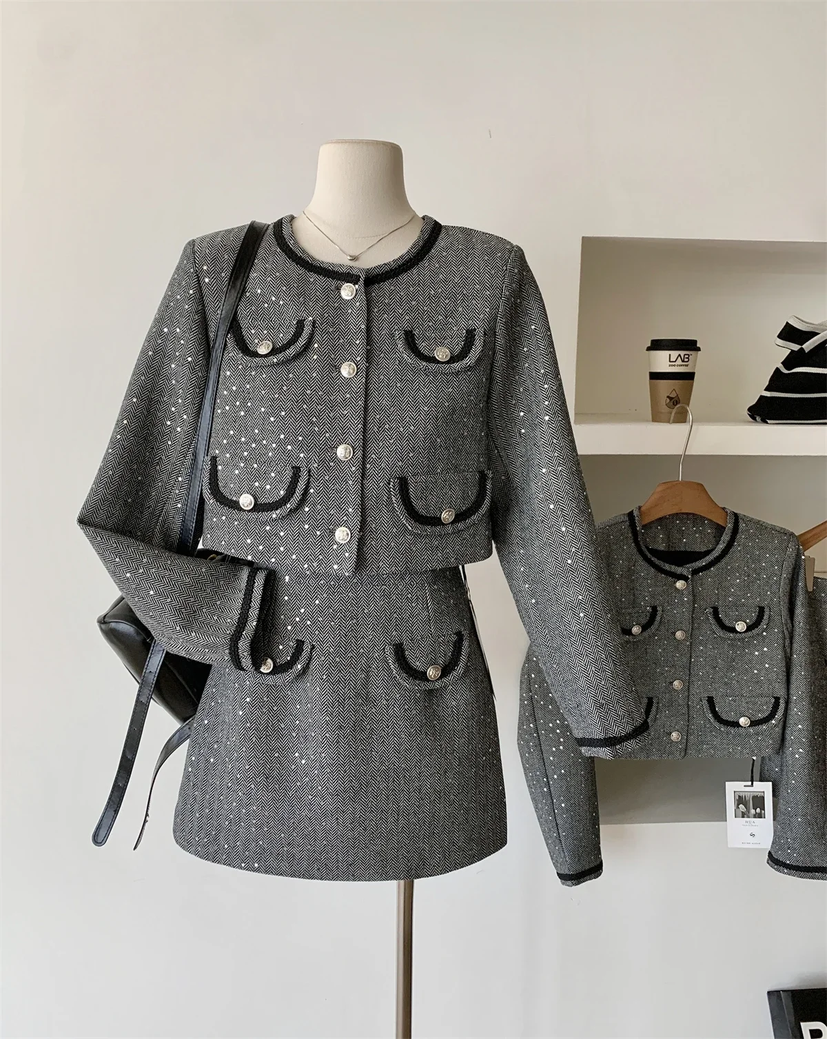 Осенне-зимнее светское пальто из 20% шерсти французская светская львица женский