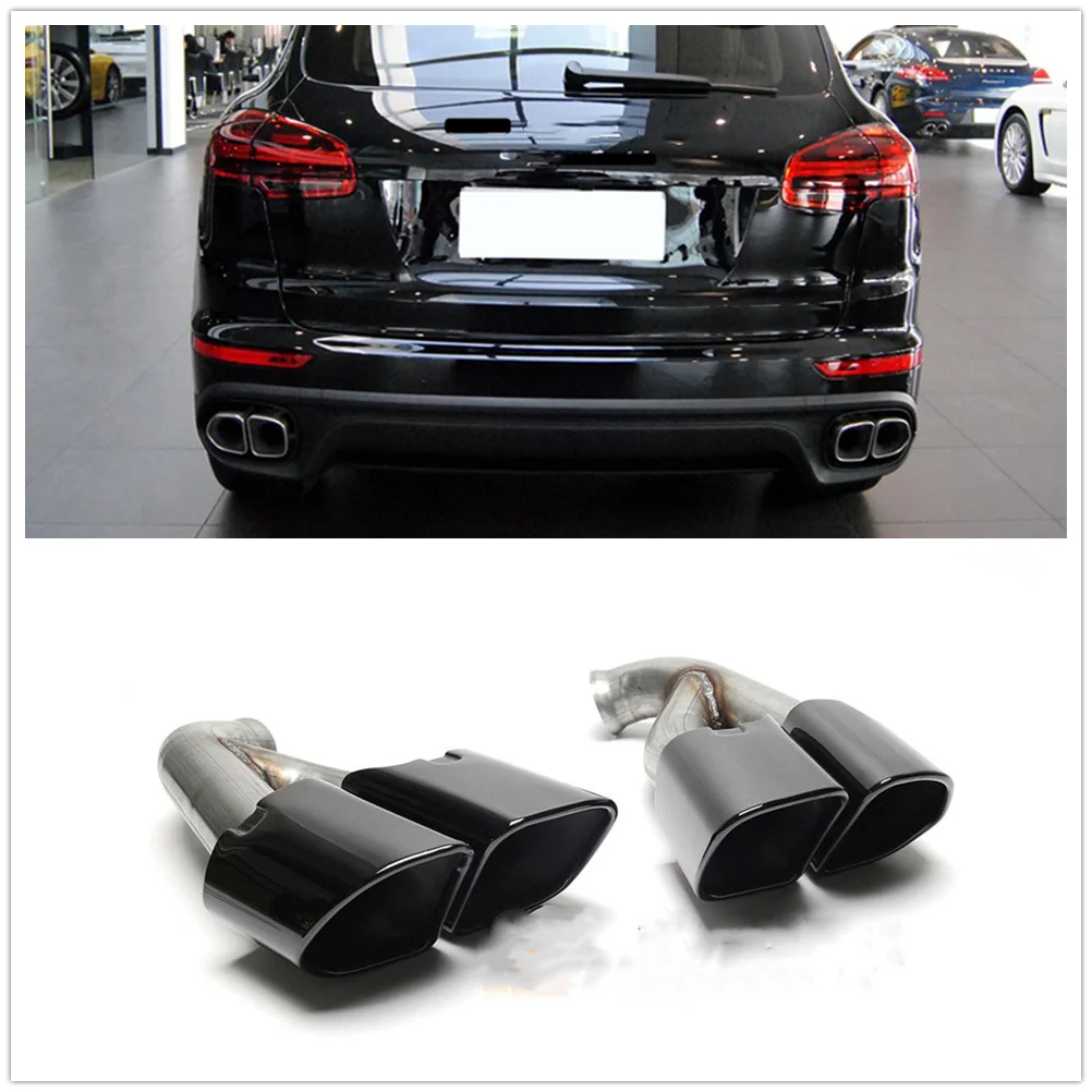 

Exhaust Muffler Tip Pipe For Porsche Cayenne 958.2 V6 Base 2015-2017 Titanium Black Car Rear Air Outlet Vent Silencer Exhause