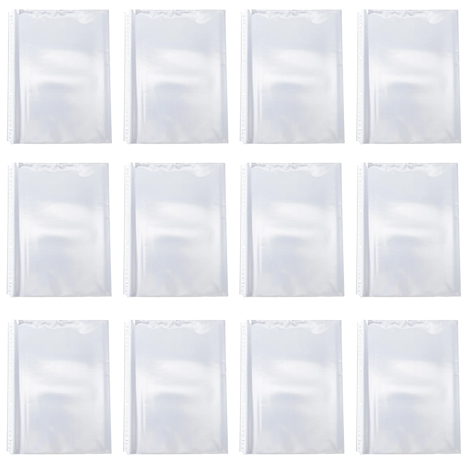 

100 Pcs Folder Transparent Plastic Pouch Protector Storage Inner Page Bag 30 Holes Binder Sleeves