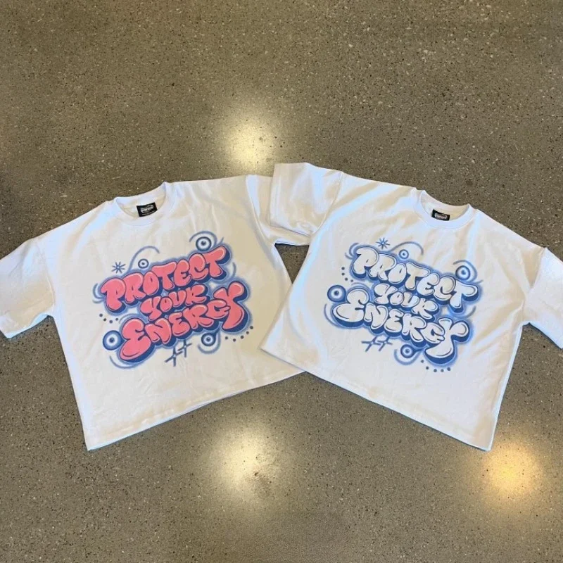 Хлопковая белая футболка для мужчин и женщин модная свободная в стиле кампуса с