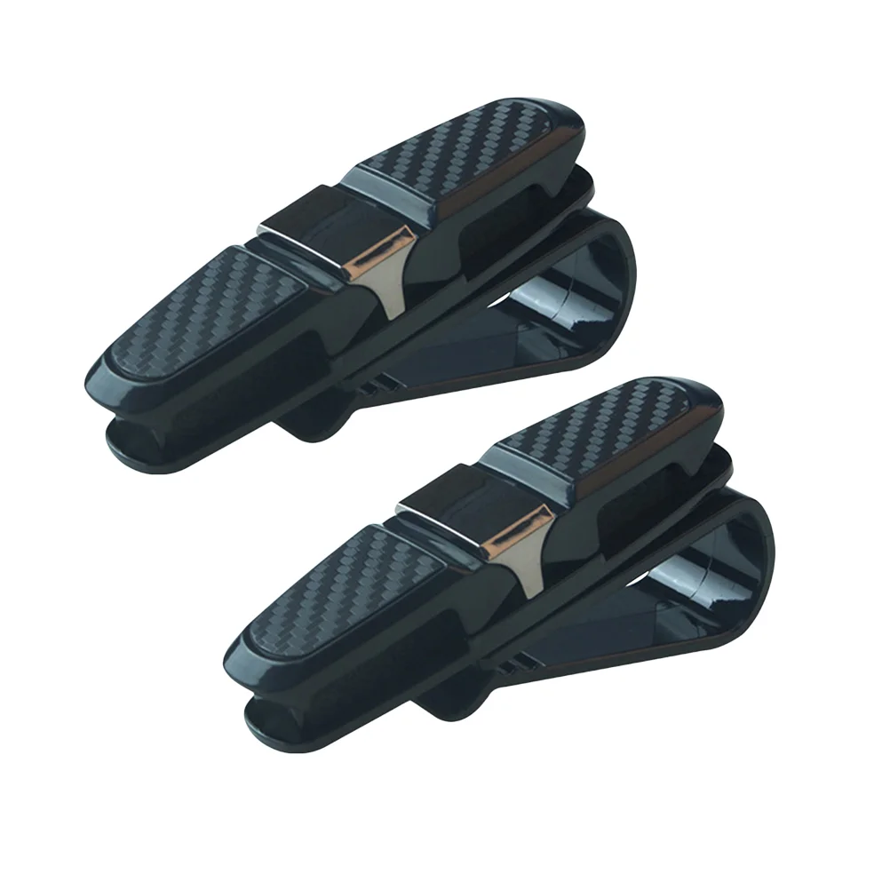 

2 Sun Visor Clip Rotatable Carbon Universal Sunglasses Storage Holder Cage Car