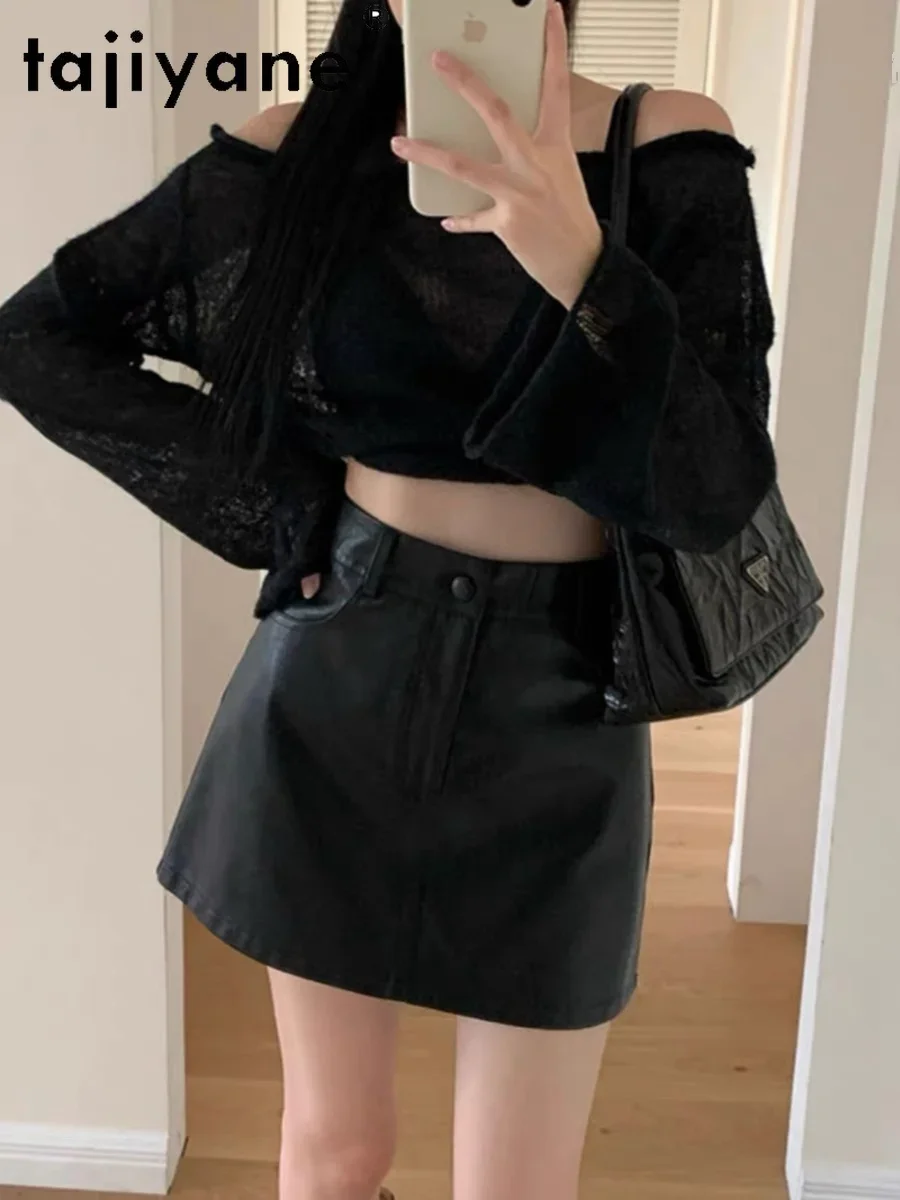 TAJIYANE юбки из натуральной овчины для женщин элегантная юбка кожи осень-зима 2023