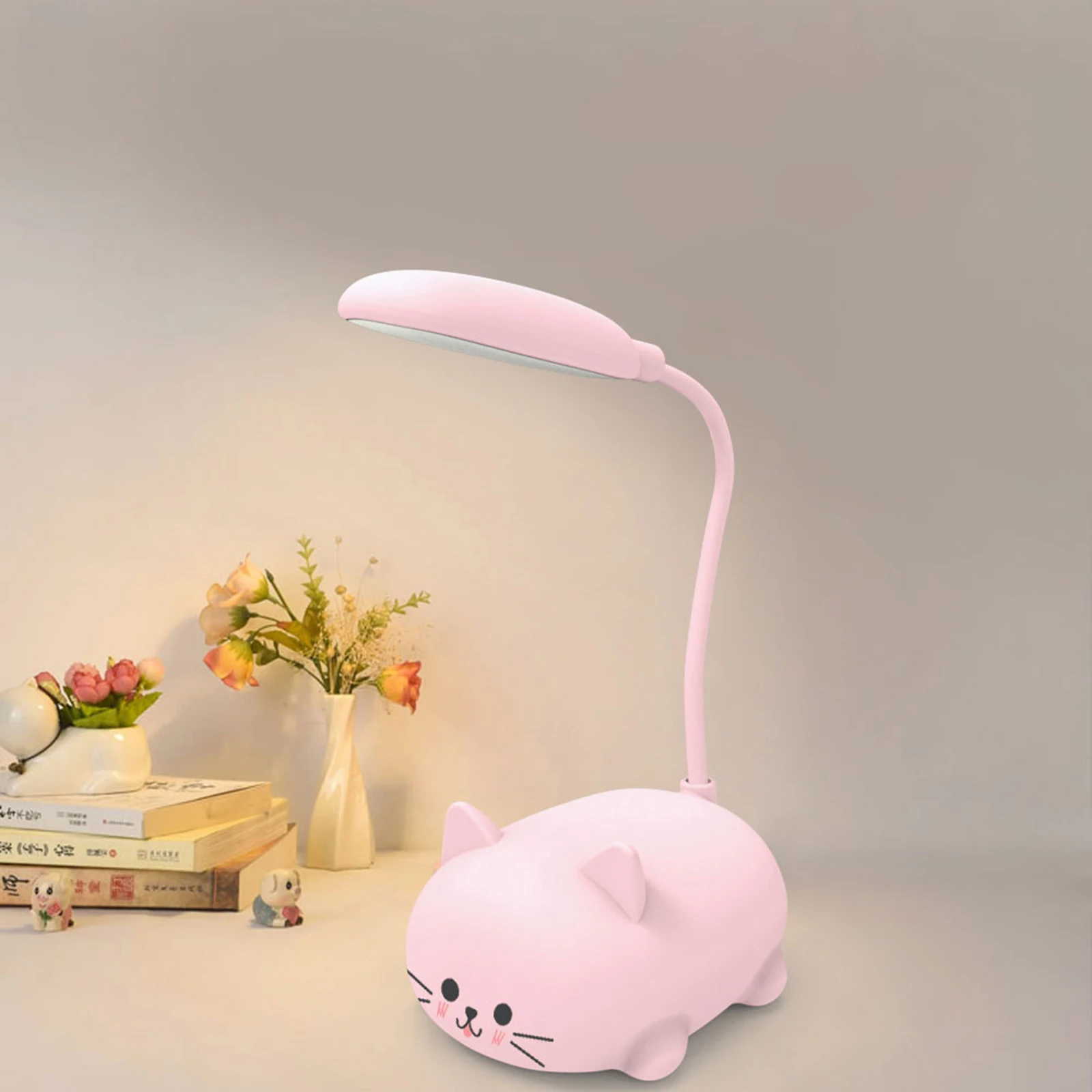 

USB Small Desk Lamp Foldable Cute Cat LED Table Light Rechargeable 400mAh Adjustable Gooseneck Kids Gifts for Living Room Study