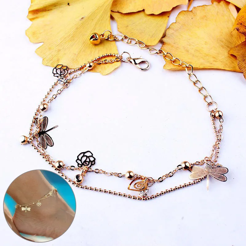 

Women Anklet Ankle Bracelet Beach Foot Jewellery Barefoot Sandal Gold Bead Chain
