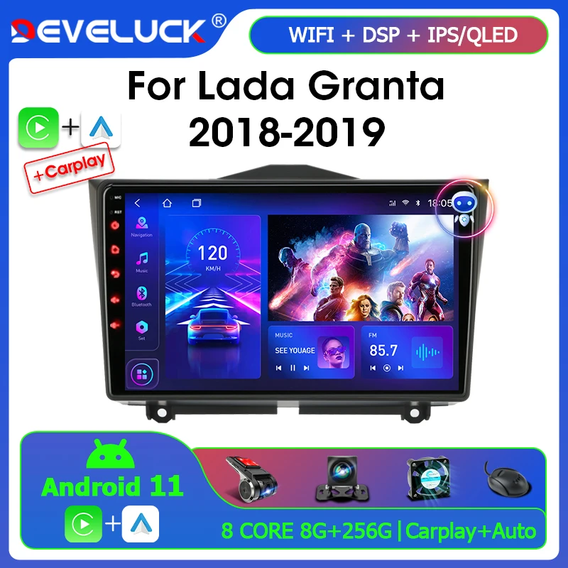 Автомагнитола 2 Din, Android 11, для LADA BA3 Granta Cross 2018 2019, мультимедийный видеоплеер, навигация GPS, для Carplay, Раздельный экран Автомагнитола 2 Din, Android 11, для LADA BA3 Granta Cross 2018 2019, мультимедийный видеоплеер, навигация GPS, для Carplay, Раздельный экран