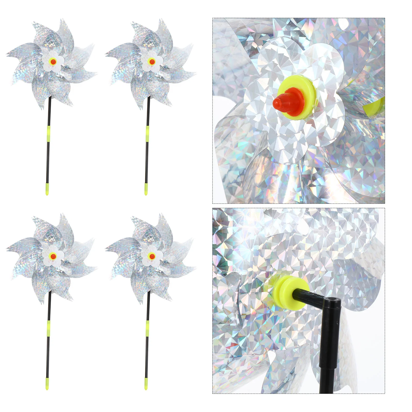 

4 Pcs Windmill Flash Toy Outdoor Anti-bird Toys Decorate Sparkling Pinwheels The Pet Yard Child Reflective