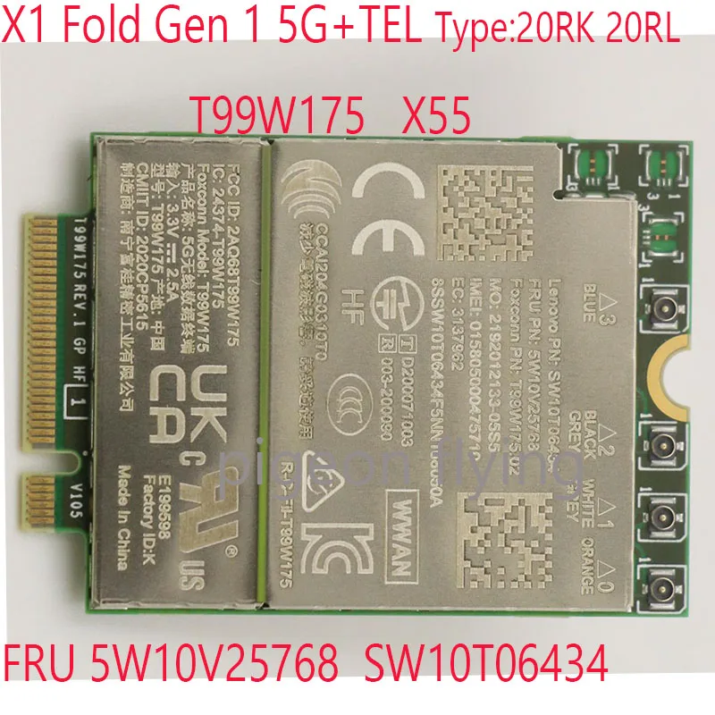 

5W10V25768 T99W175 для Qualcomm X55 для Thinkpad X1 Fold Gen 1 Lapto 20RK 20RL 5G Module SW10T06434 24374-T99W175 100% ТЕСТ ОК