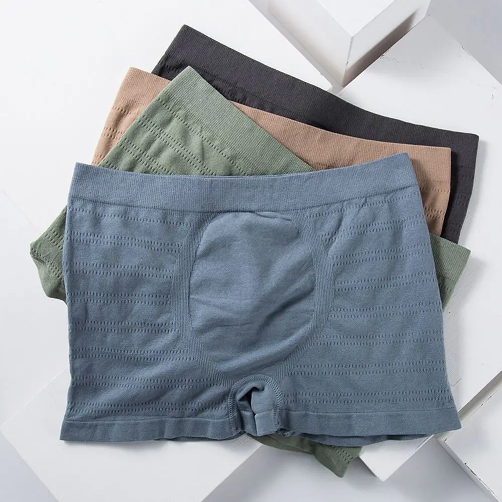 

1 Pcs Solid Color Men Boxer Underwear Panties Soft Comfortable Sexy Mid-waist Seamless Male Briefs Underpants