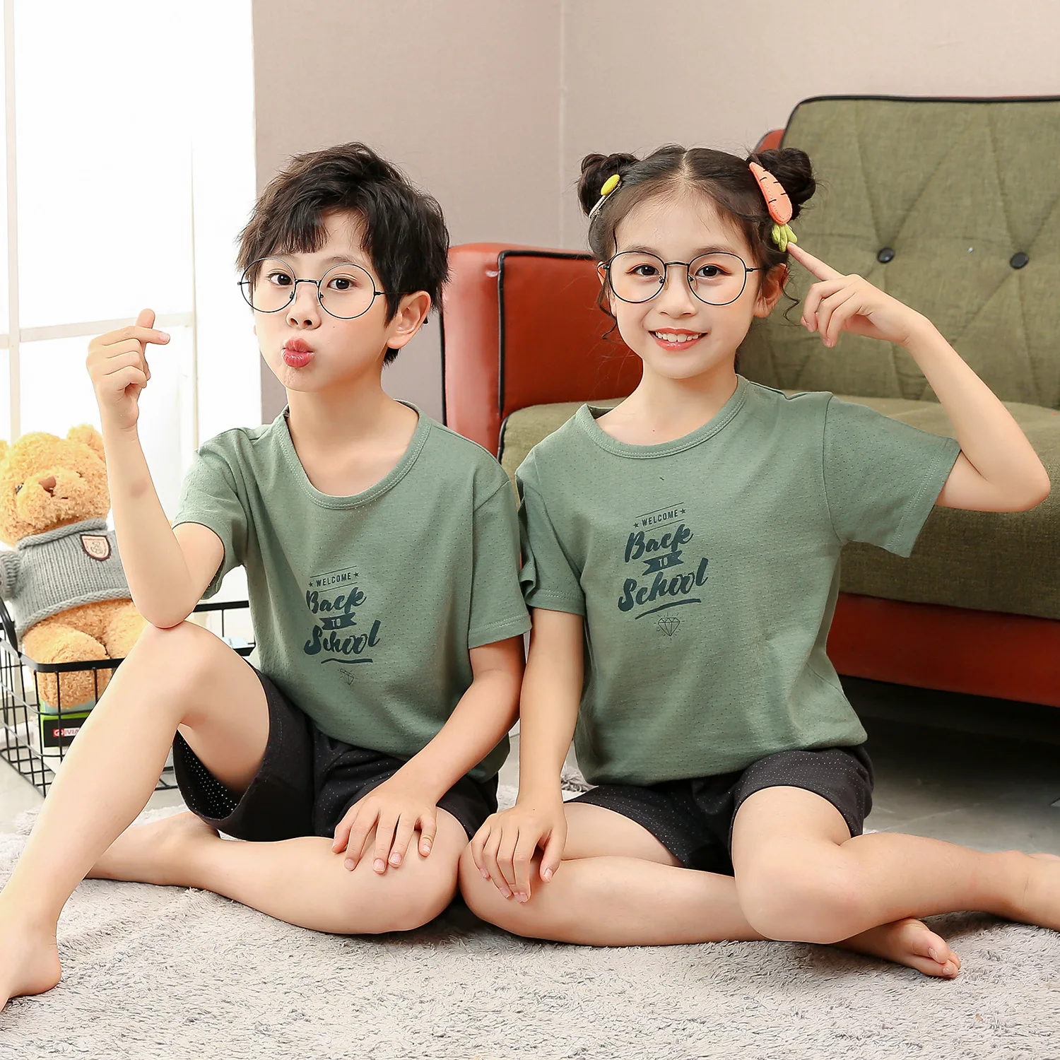

Baby Kids Pajamas Cotton Boys Sleepwear Suit Summer Girls Set Short Sleeve Pijama Tops+Shorts 2pcs Nightwear Children's Clothing