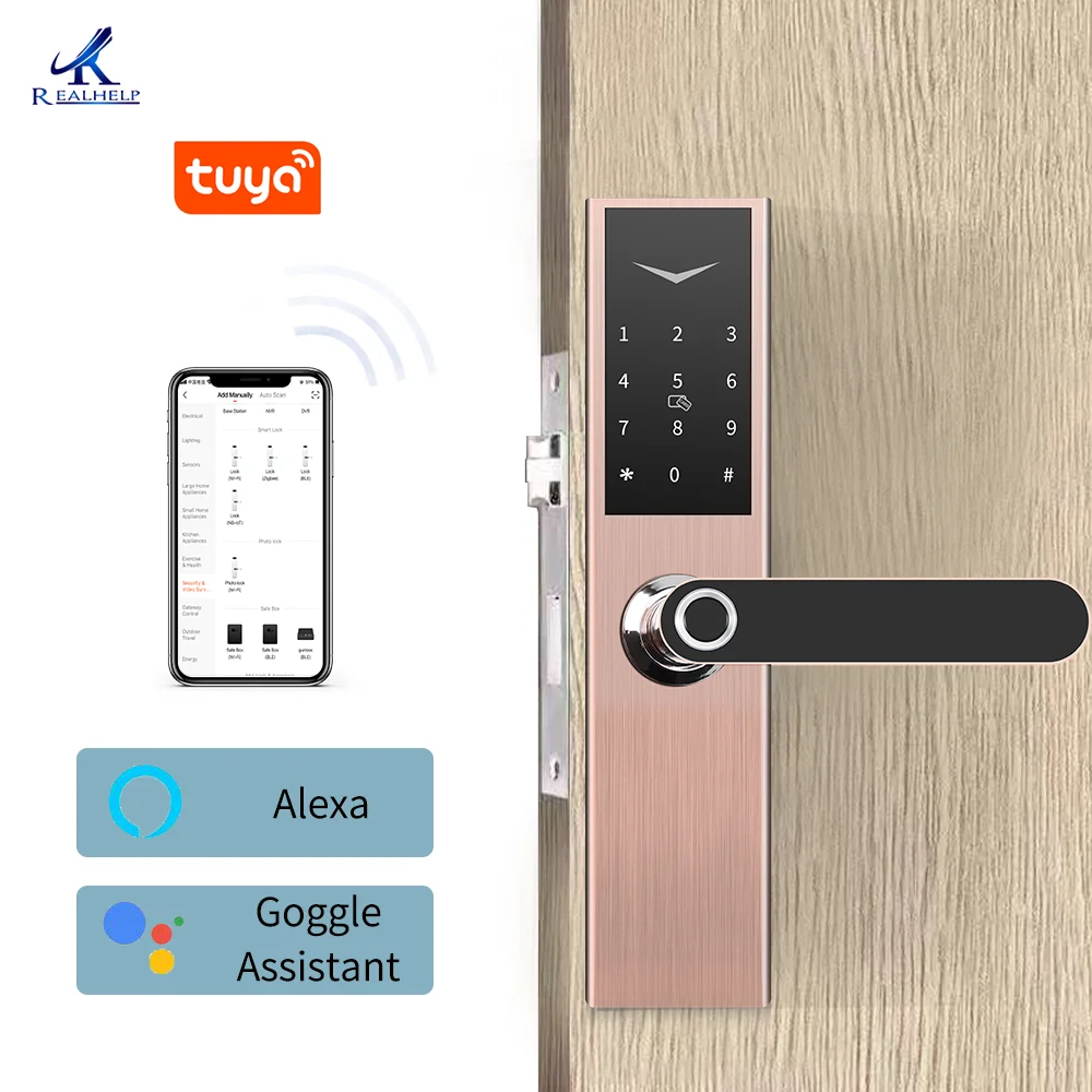 

Apartment Home Intelligent Fingerprint Lock Security WIFI Alexa/Tuya App Smart Lock Controll Wireless Remote Control Door Lock