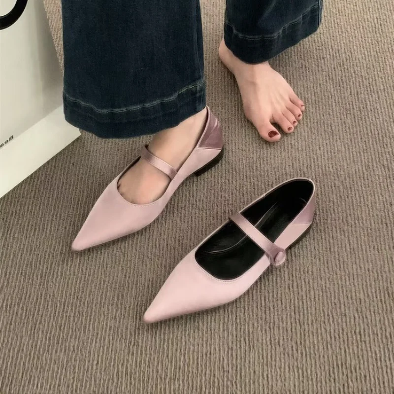 

2023 Design Women Flats Pointed Toe Buckle Straps Elegant Female Shoes Soft Comfortable Solid Large Size 40 41 42 43