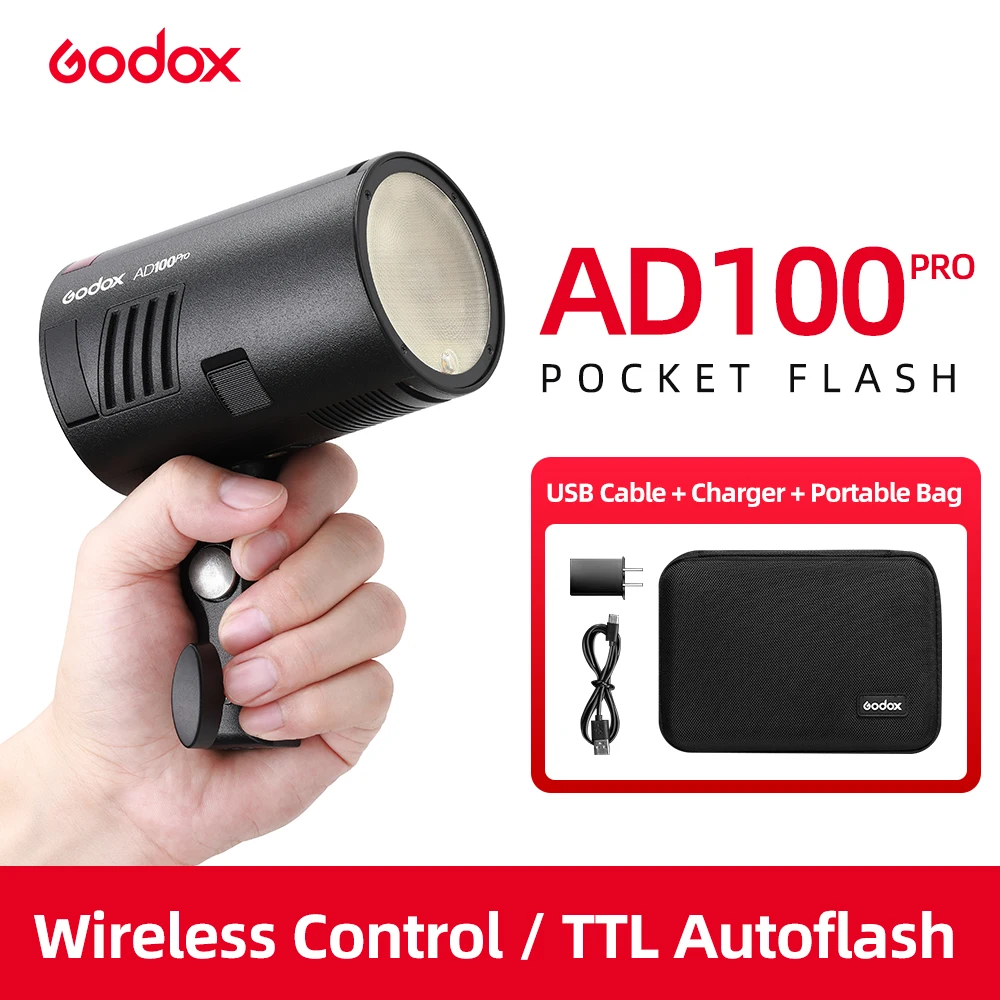 Карманная вспышка Godox AD100Pro 100Ws TTL 2 4G HSS 1/8000s с литиевой батареей 7 В/2600 мАч 360 полная