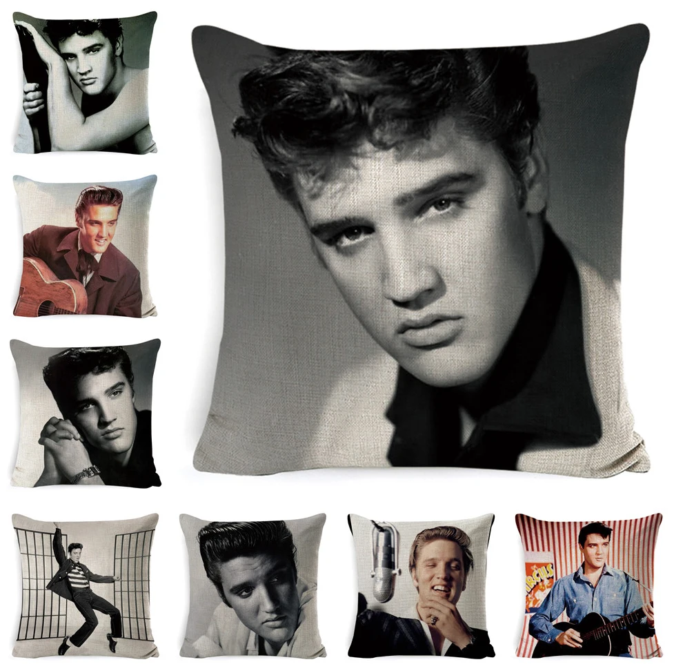 

ZENGIA Nordic Christmas Elvis Presley Cushion covers Cotton Linen pillow cover for car/Sofa bed Nordic decorative pillow case