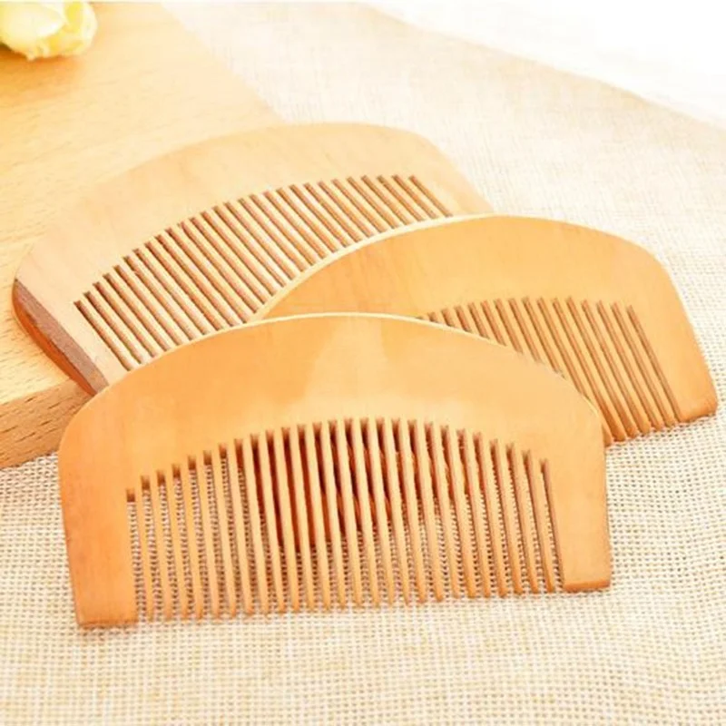 

1pc Pocket Comb Natural Peach Wood Small Comb Anti-static Beard Head Massage Hair Comb Brush for Travel Easy To Carry