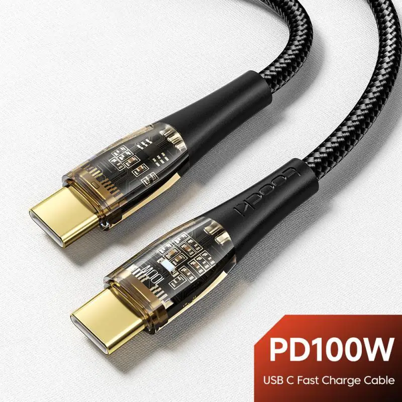

Pd Fast Charging Cable Type-c Cable Type-c Charger Cable C-c Cable Data Cord Transparent Phone Data Cable 100w Phone Accessories